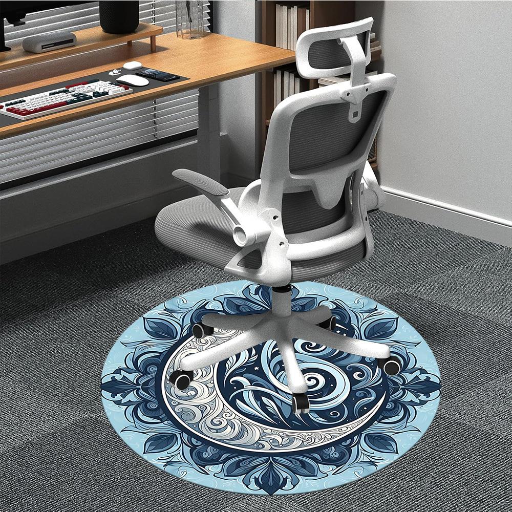 1pc Moon Swirls Office Round Area Rug,  Mat Suitable For Office, Under Office Chairs Bedroom Living Room Home Decor, Room Deco