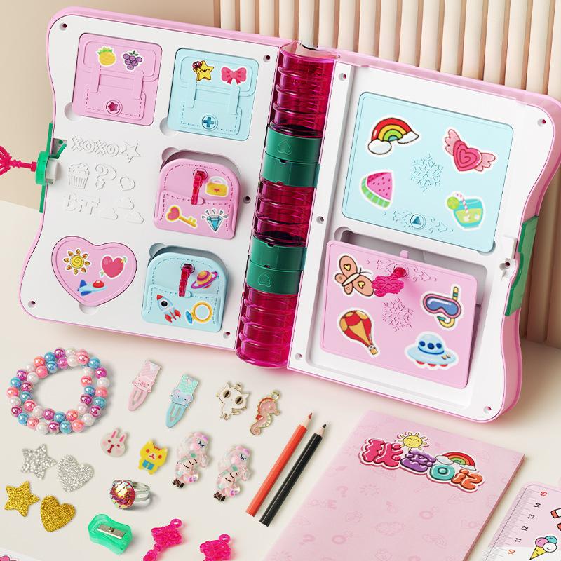 Набор для украшения и макияжа для детей, волшебная книга, шкатулка-сюрприз, кольца и браслеты ручной работы, набор для ролевых игр в принцессу, подарок на день рождения или Рождество для девочки.