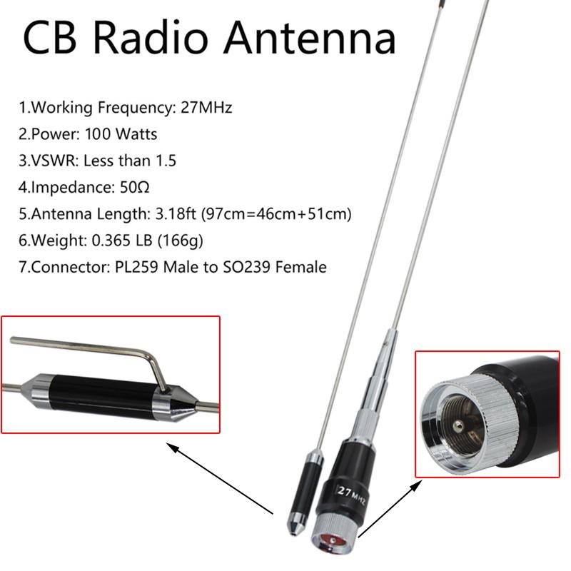 27MHZ CB Radio Antenna BNC Male PL259 forfor ICOM IC-V8 Kenwood TK100 Motorola HT440 HT90 CB Walkie Talkie Midland/Uniden/Midlan