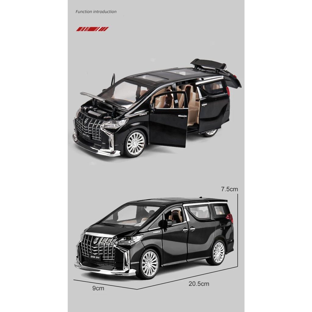 1/24 Toyota Alphard MPV Alloy Die Cast Toy Car Model Sound and Light Pull Back Children's Toy Collectibles Birthday Gift