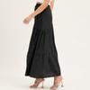 Women's Fashionable, Sexy And Elegant Solid Color High Waist Elastic A-line Pleated Skirt With Large Hem