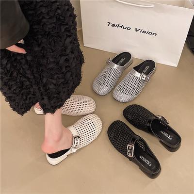 Нишевые женские полусабо на толстой подошве 2025 Европейская станция новинка верхняя одежда модные темпераментные сандалии пряжка ремня британские туфли-одинарки партия