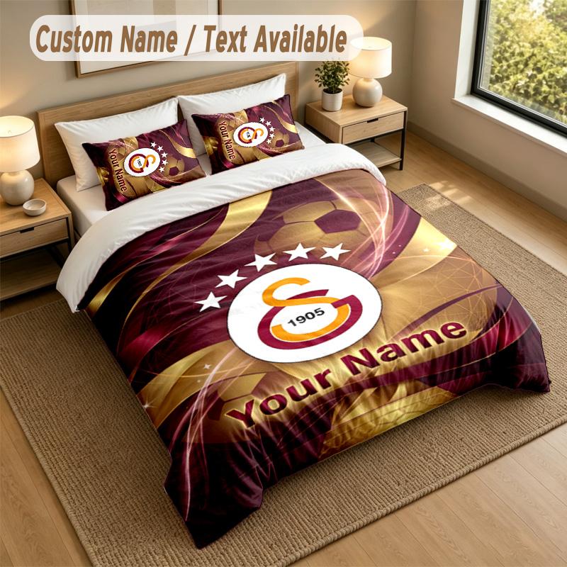 3Pcs Bedding Set Custom Name Text, 1 Sheet 2 Pillowcases Home Bed DecorGalatasaray FC