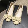 Bow Low-heeled Single Shoes Women's 2025 New Shallow Spring and Autumn Soft-soled Shoes Women's Shoes New