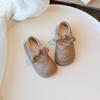 Туфли принцессы из кожи для девочек, детские балетки, весенне-осенняя мода, детские повседневные туфли Мэри Джейн с бантом, однотонные, универсальные, новые