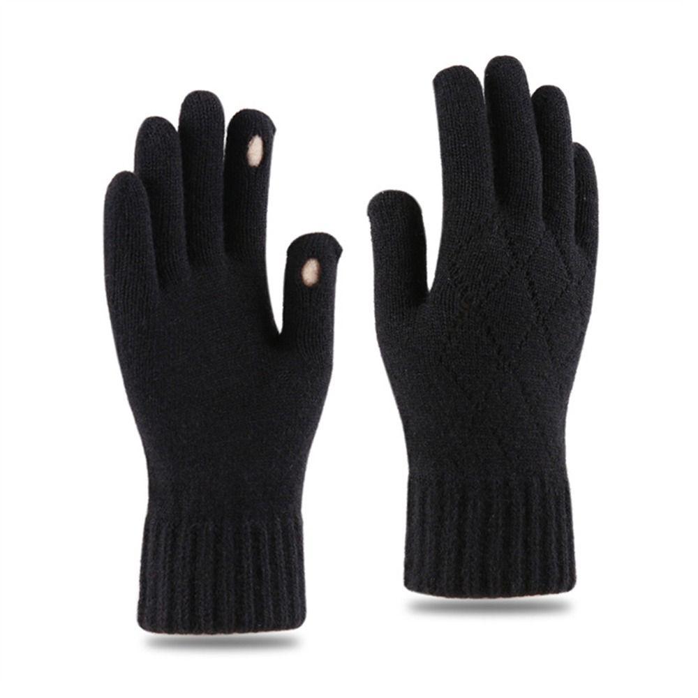 Шерстяные вязаные перчатки с полными пальцами, ветрозащитные флисовые перчатки, модные перчатки для велоспорта и вождения для зимы