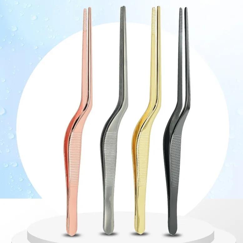 1 шт. 14 см Пинцет из нержавеющей стали с покрытием, Кулинарный пинцет, Зажим для барбекю, Щипцы для барбекю, Сервировка, Презентация, Кухонные инструменты, Приготовление
