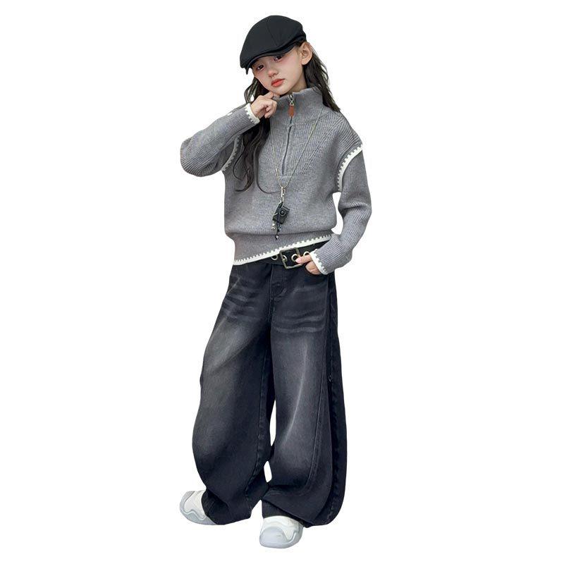 Вязаный свитер для девочек Осень-Зима 2025 - Стильный утолщенный топ для детей старшего возраста