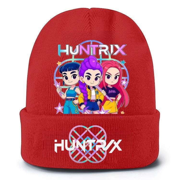 KPOP Hunter Girl Group Knit Beanie Winter Warm Thick Cable Knit Hat for Men Women Couple Outdoor Line Fleece Cap Black