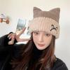 Embroidery Cat Ears Hat Bow Winter Knitted Hat Personality Knitted Beanie Hat  Winter/Autumn