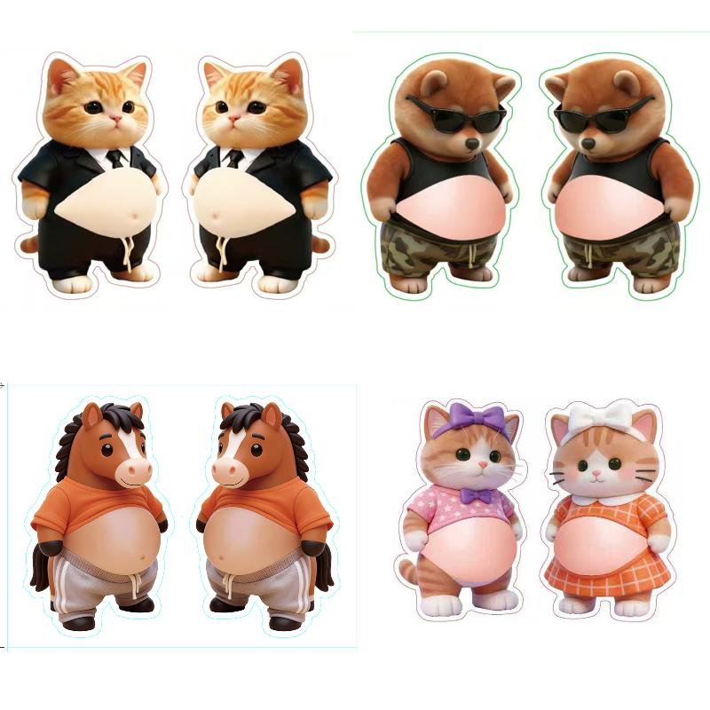2Pcs 3D Belly Pinching Stickers Creative Cartoon Anti-Collision Car Decoration Stickers Pp Butt Sticker Shiba Inu Dog Decoration