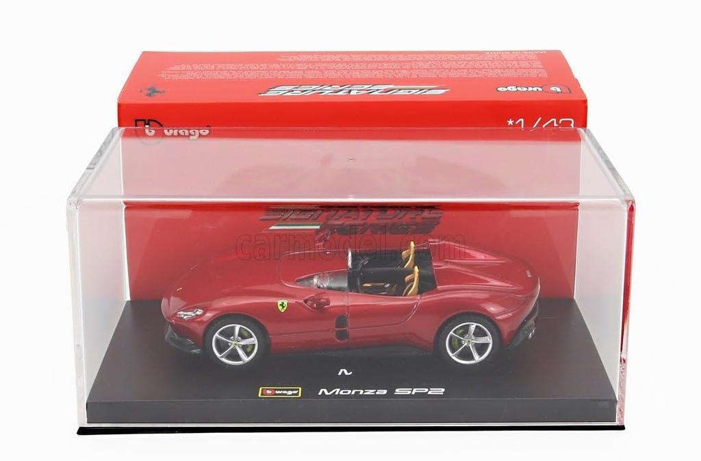 Bburago Ferrari Monza Diecast Car 1/43 Scale FERRARI MONZA SP2 2018 (Red Metallic) Signature Series [Parallel Import]