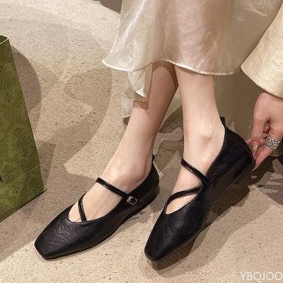 Мода Ранняя весна новый ретро для работы неглубокий вырез модные одинарные туфли с ремешком с перекрестной пряжкой элегантные удобные балетки