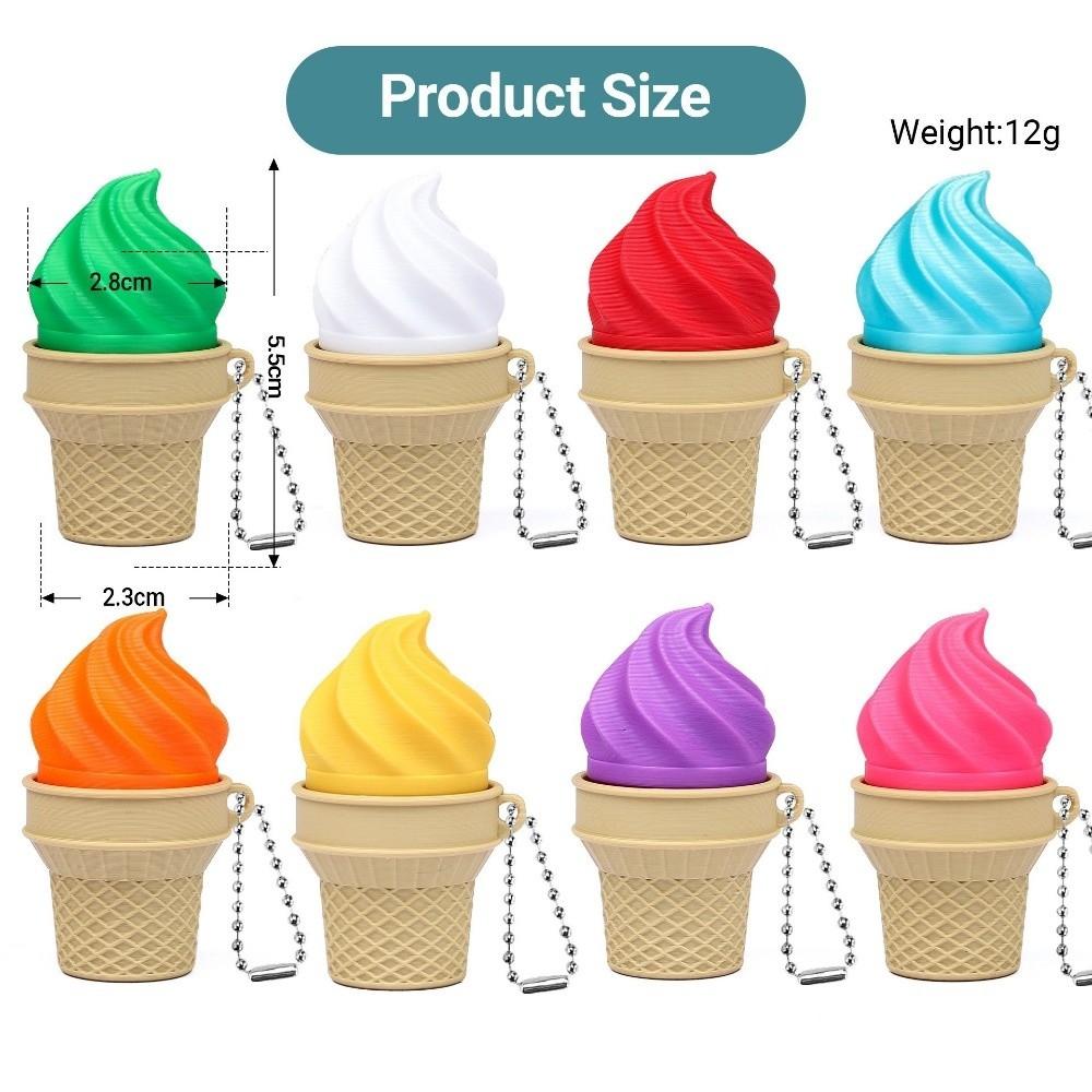 Creative 3D Printed Mechanical Keyboard Keychain Simulation Ice Cream Key Button Finger Keyboard Fidget Decompression Gadget