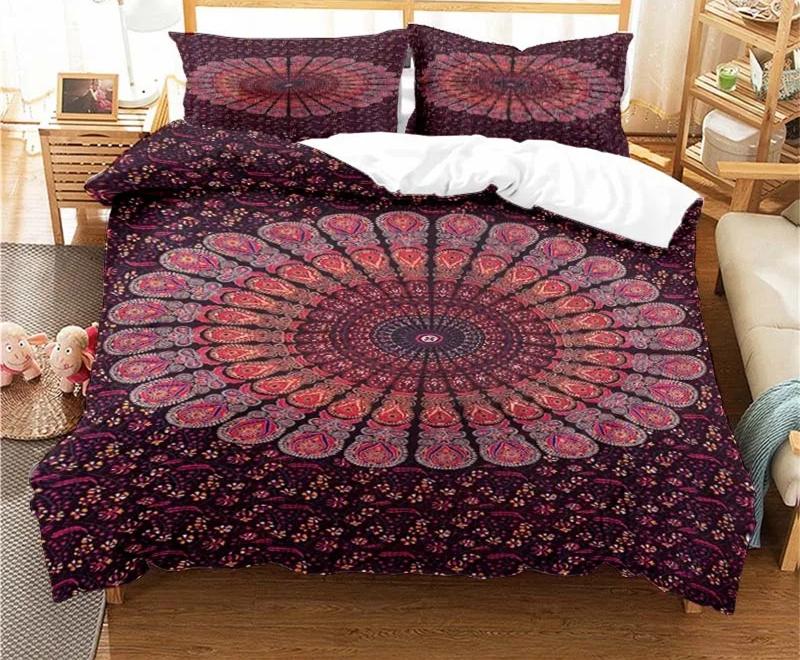 Bohemian Psychedelic Mandala Pattern Duvet Cover Set Bedding For Adult Kid Bed Set Comforter Cover With 1 Comforter 2 Pillowcase