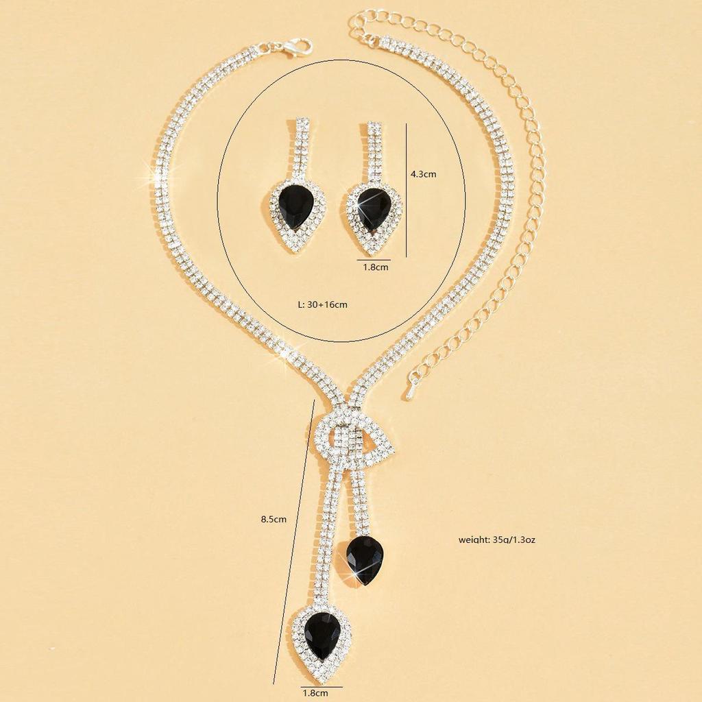 Элегантный набор ожерелья и серег со стразами - Европейский и американский стиль, свадебные ювелирные аксессуары