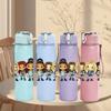 1PC Multi Racial Kids Group 750ml Color Plastic Sports Water Bottle Leakproof Flip Straw Lid Suitable for Sports Office Home Use
