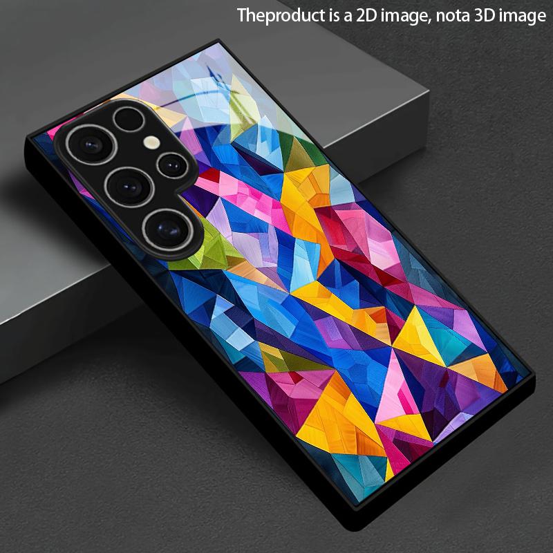 Яркий Геометрический Узор 2D Чехол для Телефона для Samsung S26 S25 S24 S23 S22 S21 S20 A56 A36 A16 - Стеклянная Защитная Крышка