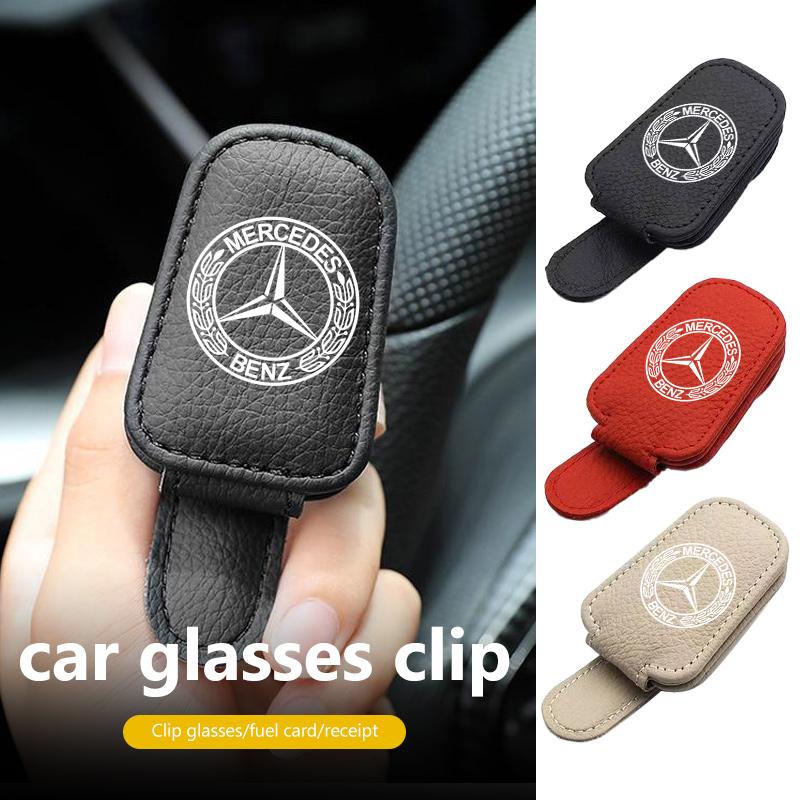 For Benz Car Sunshades Magnetic Leather Sunglasses Ticket Clip Auto Accessories Exclusive AMG SPRINTER V CLASS VIANO W124 W203