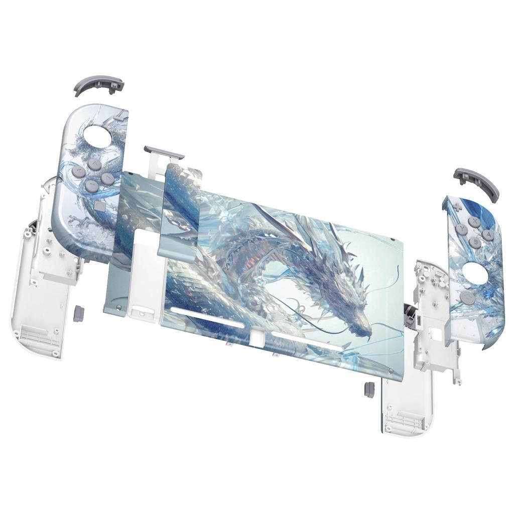 Custom DIY Replacement Case Shell Compatible with eXtremeRate Comes with Patterned Back Holder Handle Controller Full Button Set Switch, Plate,