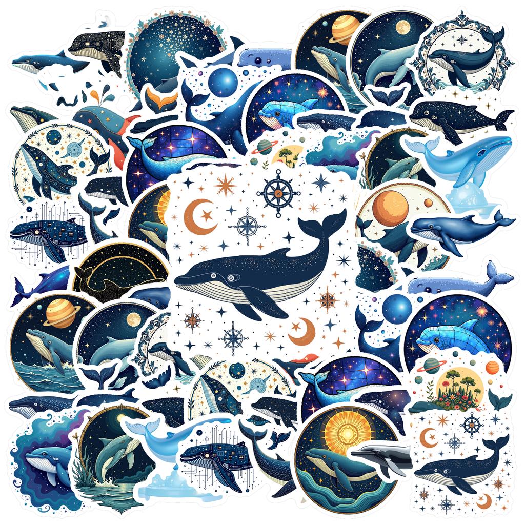 Waterproof Whale Stickers: Ocean themed vinyl decals for notebooks, luggage, instruments & more. Marine & decorative fun!