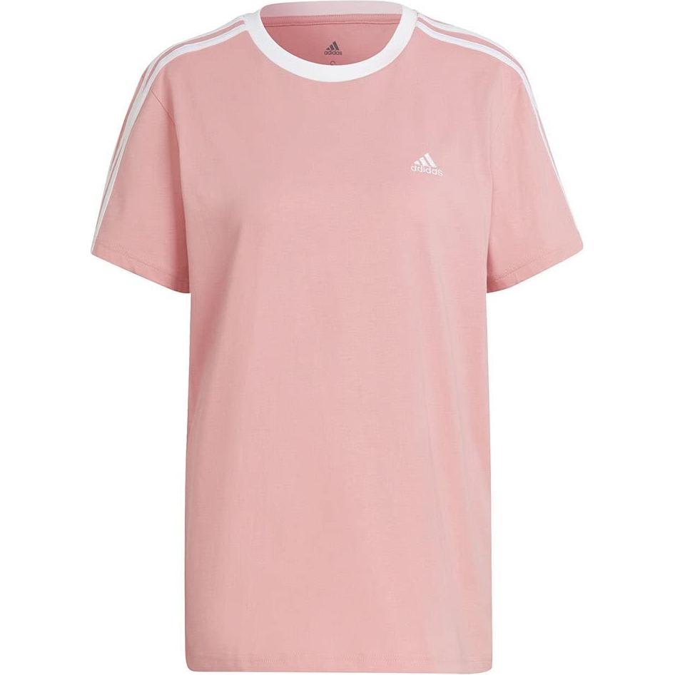 adidas Футболка с круглым вырезом и принтом нео-логотипа, спортивная, с коротким рукавом, женская, розовая HH7658