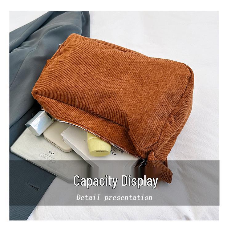 Большая ретро вельветовая холщовая сумка-тоут на плечо для женщин 2023 - Повседневная сумка кроссбоди для студентов