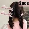 2pcs Headwear Bowknot Hair Clips Sweet Ballet Ribbon Bang Clip Korean Bow Hairpin  Girls