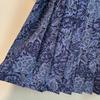 Used Vintage Showa Retro Floral Pleated Cache Coeur Dress Navy One Piece
