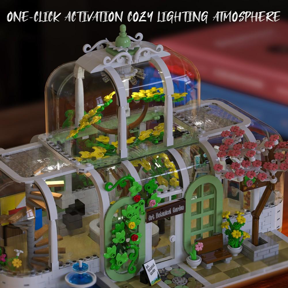 Нетоксичные 1482 детали Строительные блоки Ботанический сад Прозрачный Уличная сцена Цветочный домик Модель Настольное украшение Игрушки для детей Праздничные подарки