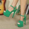Liyke Модные лаконичные зеленые туфли для женщин 2025 Летние сексуальные босоножки на платформе с открытым носком и пряжкой на ремешке на высоком каблуке Zapatos Mujer
