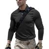 Mens Turn Down Collar Long Sleeve Quick Dry Tactical Outdoor Polo Shirt For Fishing Riding