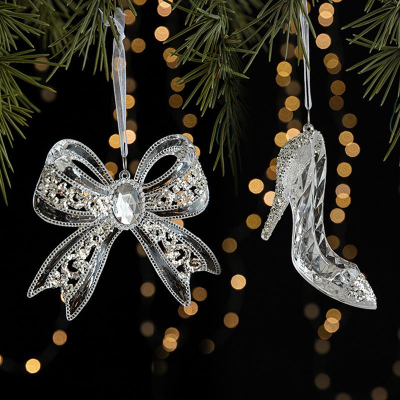 Рождественский прозрачный акриловый ангел свет роскошный ледяной кристалл кулон рождественская елка кулон