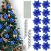 Creative Floral Arrangement with Blue Poinsettias Set of 12 Pieces