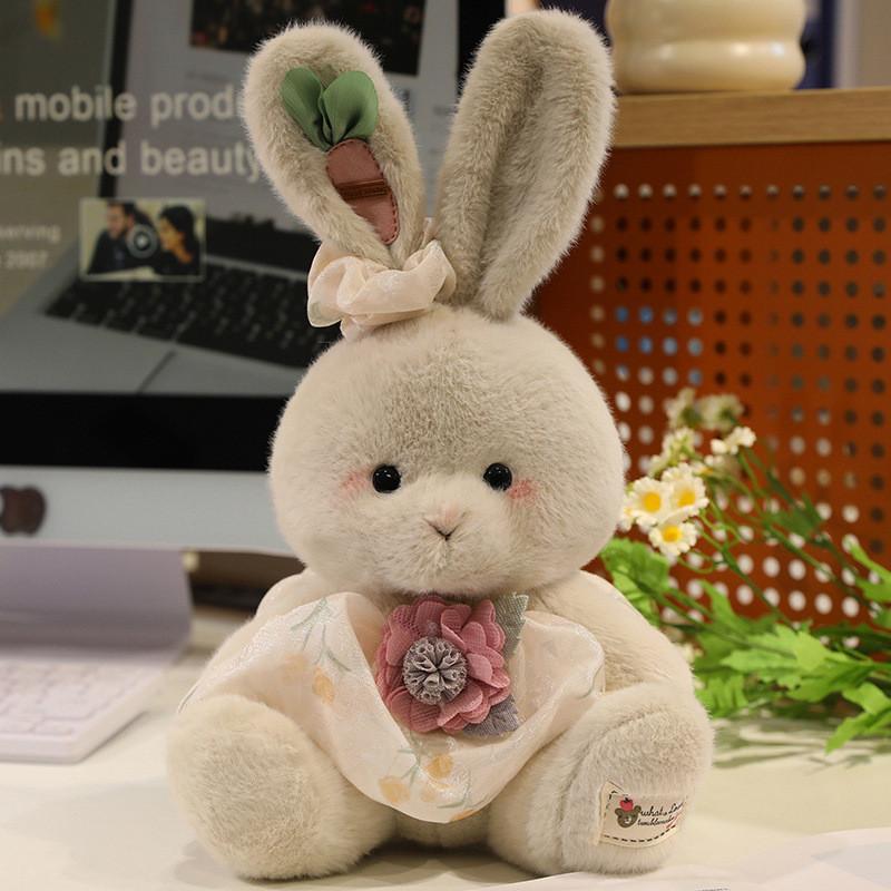 Plaid Cute Dress Cartoon Rabbit Plush Toy For Children Gift And Decoration Room