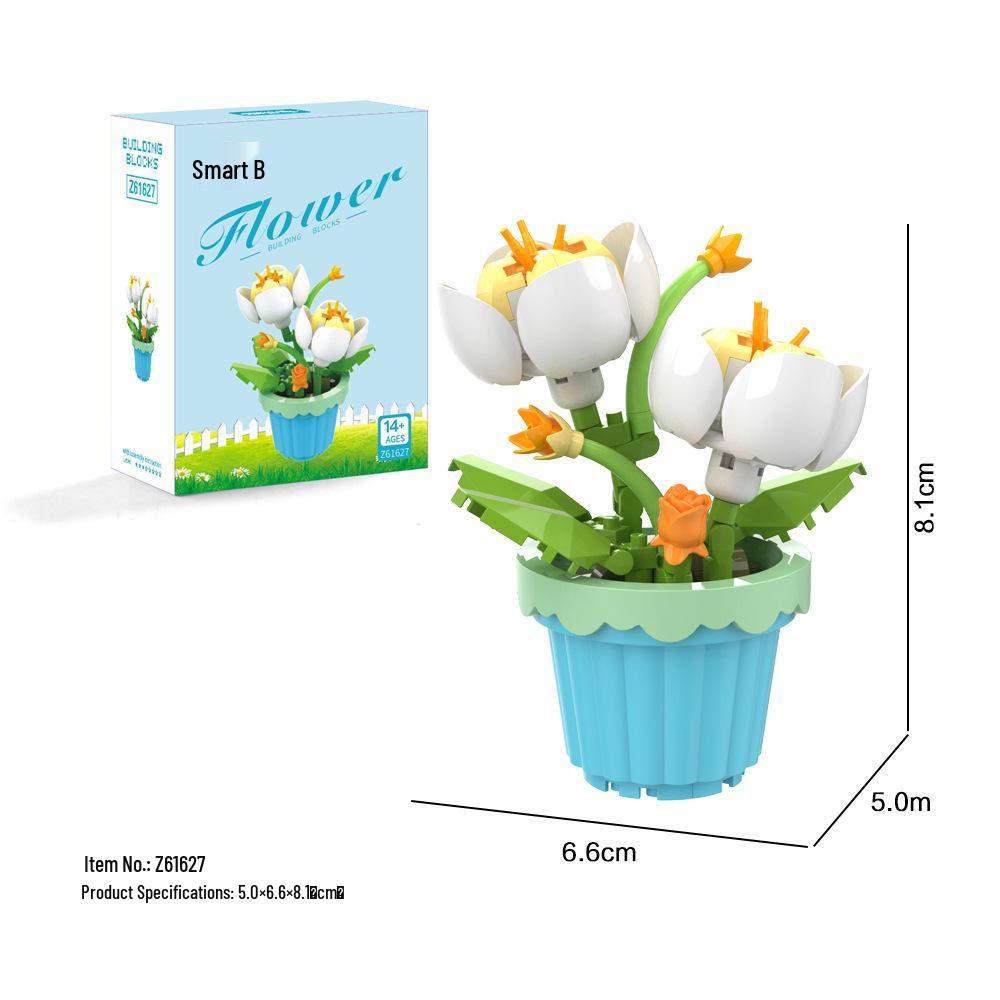 Preserved Succulent & Fresh Flower Educational Building Block Ornament - Perfect Small Gift for Boys and Girls' Birthdays