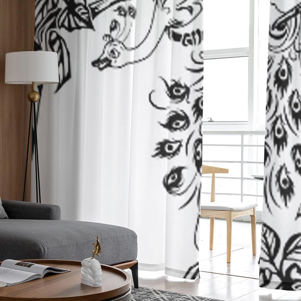 Ветка павлиньего дерева цветы гибискуса шифоновые прозрачные шторы для гостиной спальни оконные занавески вуали тюль Cortinas