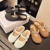 Half-bag Head Slippers Women's Summer Outer Wear New Fashion Niche Hollow Pearl Comfortable Outer Wear Cool Slippers