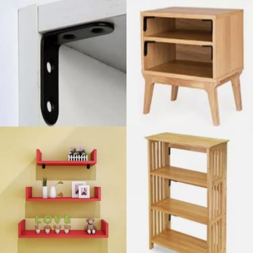 XSAJU Brackets, Shelf Brackets, 40*40*16mm, Set of 20, L-Shaped, Angle Brackets, Screw-Included, Stainless Steel, Perforated, Right Angle (White)