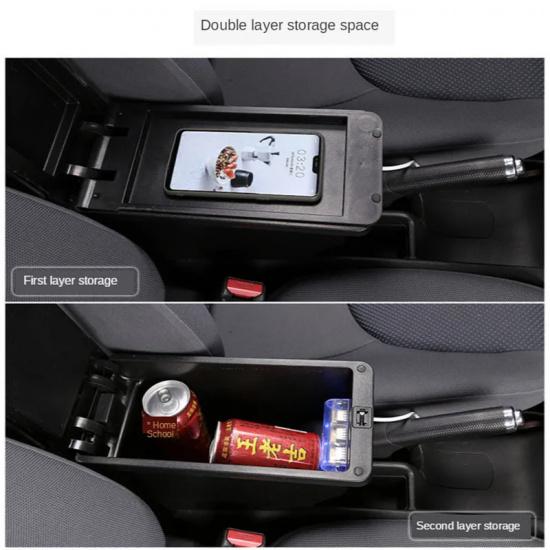 For Fiat Panda II 2 Armrest Box Arm Elbow Rest Center Console Storage box USB Port Interior Dedicated Retrofit Car Accessories