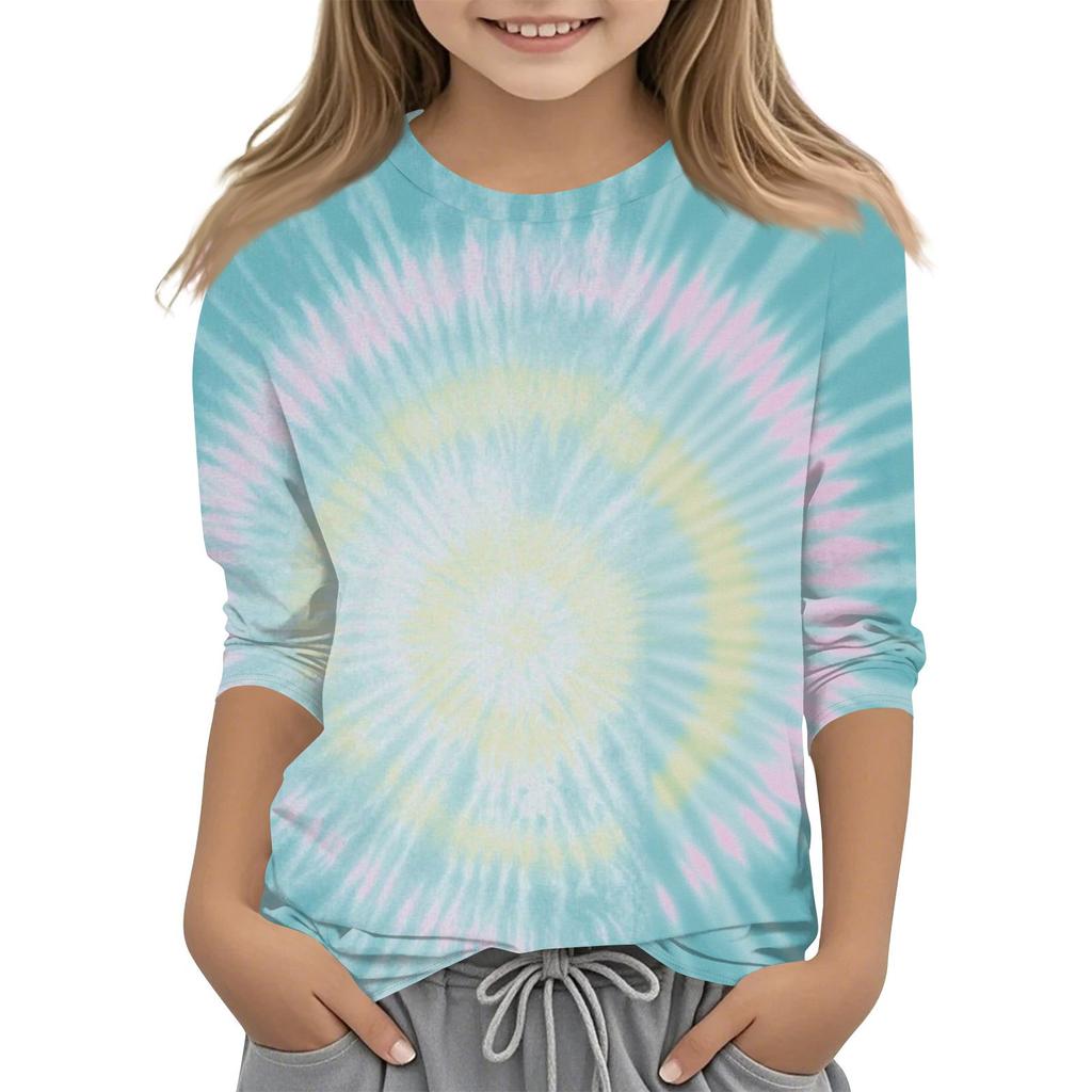 Детская футболка с круглым вырезом и принтом, рукава 3/4, повседневная футболка