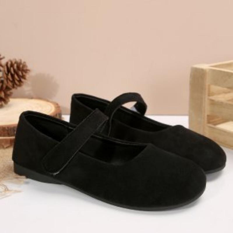 Spring and Autumn New Mary Jane Flats Retro Single Shoes One-word Buckle with Shallow Mouth Small Leather Shoes Women