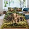 Комплект пододеяльника 3D Слон Размер Квин Комплект одеяла с африканскими сафари животными Комплект постельного белья с дикой природой Ретро декор стены Покрывало