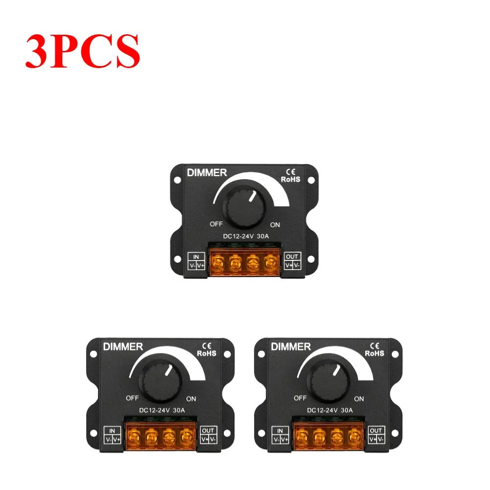 DC 12V 24V Светодиодный диммер 30A 360W Регулятор напряжения Регулируемая яркость Контроллер Светодиодная лента Лампа PWM Диммирование Диммер