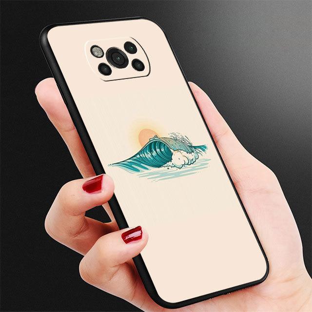 Японский волнистый художественный чехол для Samsung Galaxy M30s M33 M12 M51 M32 5g M31 M13 M52 M22 M23 M23 M01 M53 M31s M11, черный чехол-бампер