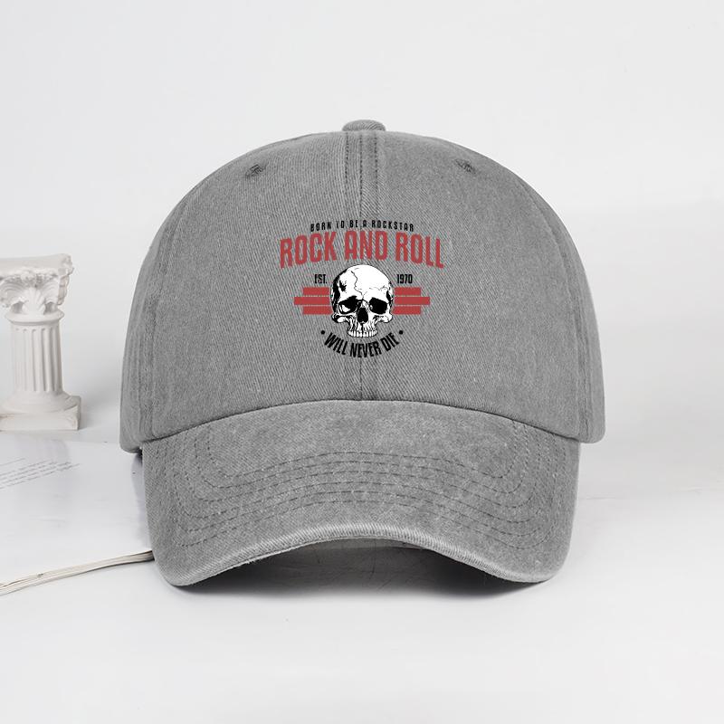 Кепка-бейсболка с принтом черепа и скалы, стирка, мягкая, удобная, легкая, дышащая, регулируемая, крутой ретро-рок стиль, смелая и модная