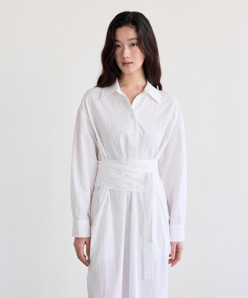 The Ello Feminine Wrap Tie Dress (Ivory)