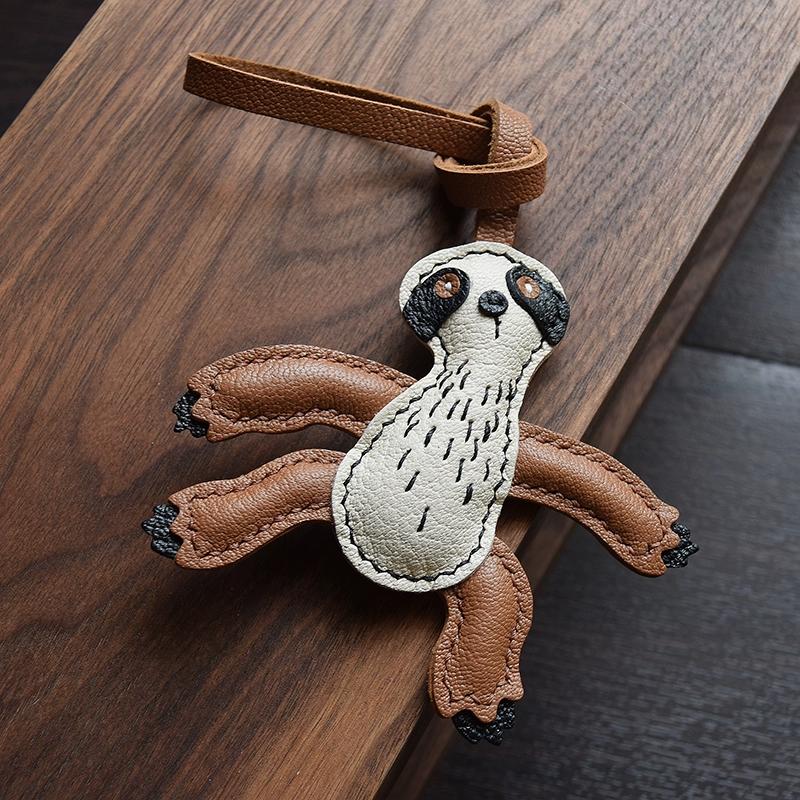 Designer Original Folivora Sloth Handmade Leather Car Key Bag Pendant Personalized Niche Keychain