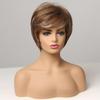ALAN EATON Короткие прямые парики из синтетических волос с стрижкой пикси для чернокожих женщин, афро, пышные, натуральный коричневый, блондин, мелированный парик с челкой