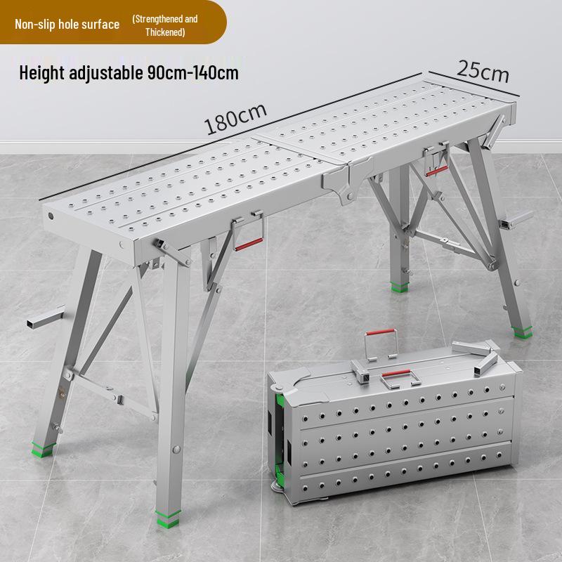 Folding Heightened Trestle Ladder and Putty Scraper for Construction